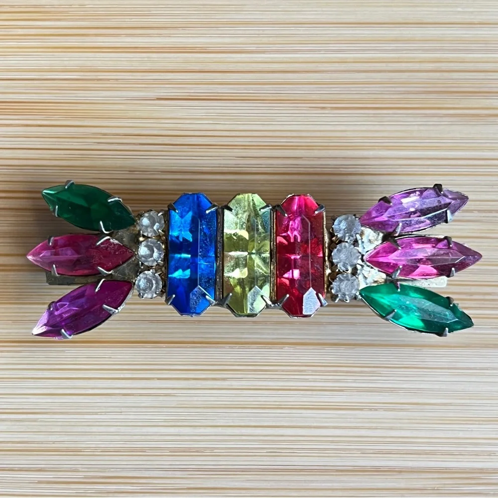 Vintage Colorful Faux Gemstone Hairclip